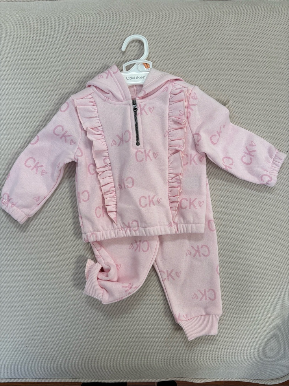 Calvin Klein Pink Ruffle Hoodie & Jogger Set
